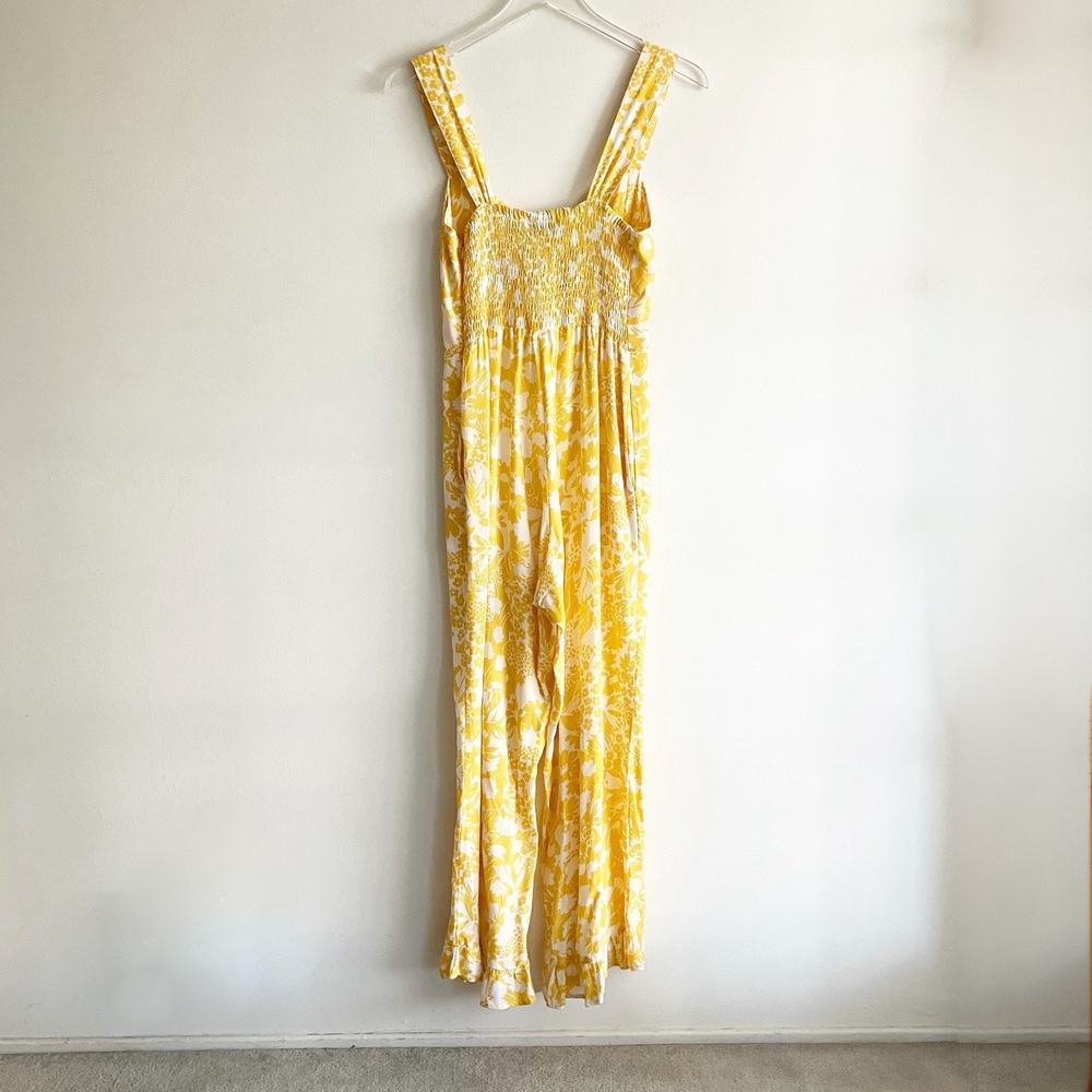 Faithfull the Brand Size 4 Kabash Jumpsuit Romper Yellow Floral Print Ruffle - Picture 5 of 13